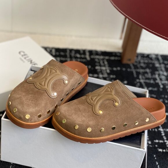 Celine Tan Suede Slippers - Picture 2 of 7